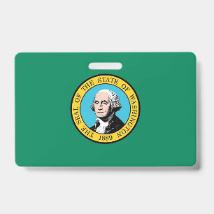 Name Badge with flag of Washington State, USA