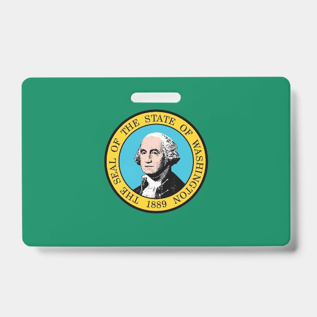 Name Badge with flag of Washington State, USA (Front)