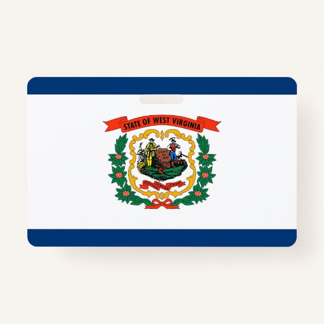 Name Badge with flag of West Virginia State, USA (Front)