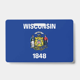 Name Badge with flag of Wisconsin State, USA