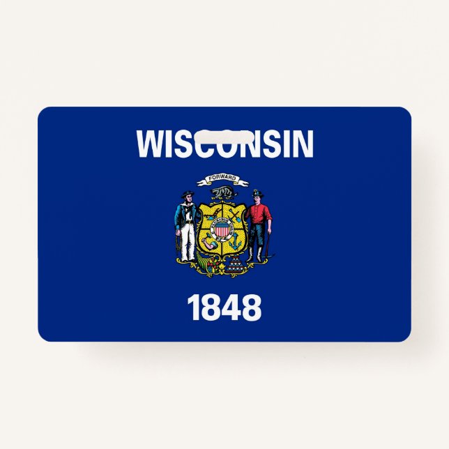Name Badge with flag of Wisconsin State, USA (Front)