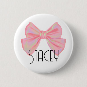 Name Badge Women Gift Party Favor Girl Bow Modern 2 Inch Round Button