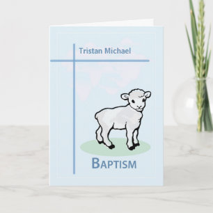 Name Baptism Blue Boy Lamb Card