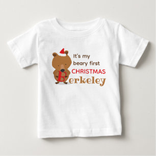 Name Bear First Christmas Baby T-Shirt