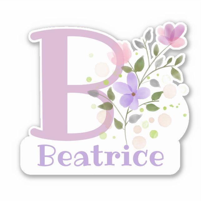 Name Beatrice & Initial with Floral Design (Front)