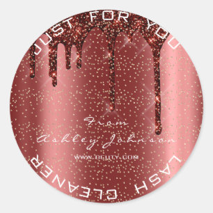 Name Beauty Lashes Burgundy Gold Lashes Cleaner Classic Round Sticker