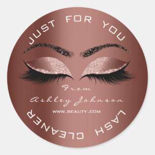 Name Beauty Lashes Eyes Rose Brown Copper Cleaner Classic Round Sticker