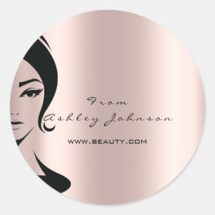 Name Beauty Lshes Drips Pink Gold Lashes Vintage Classic Round Sticker