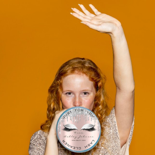 Name Beauty Lshes Drips Rose Grey Lashes Cleaner Classic Round Sticker (Name Beauty Lshes Drips Rose Gray Lashes Cleaner Classic Round Sticker)