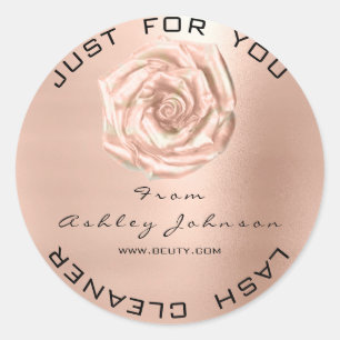 Name Beauty Salon Rose Pink Gold Lash Cleaner Classic Round Sticker