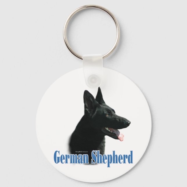 Name black German Shepherd Keychain (Front)