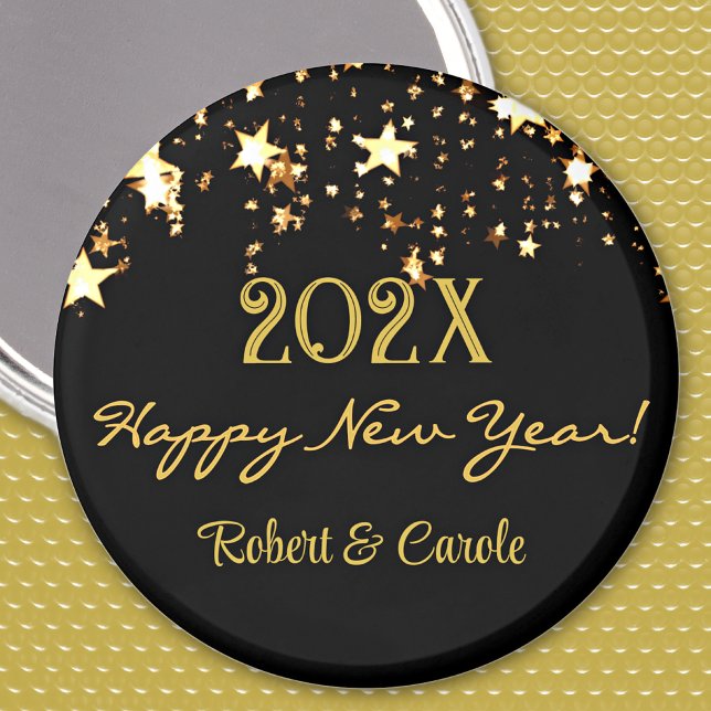 Name, Black & Gold Happy New Year 2.25-in Favour Magnet (Creator Uploaded)