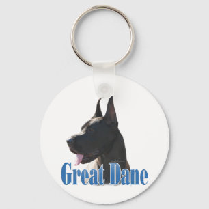 Name Black Great Dane Keychain