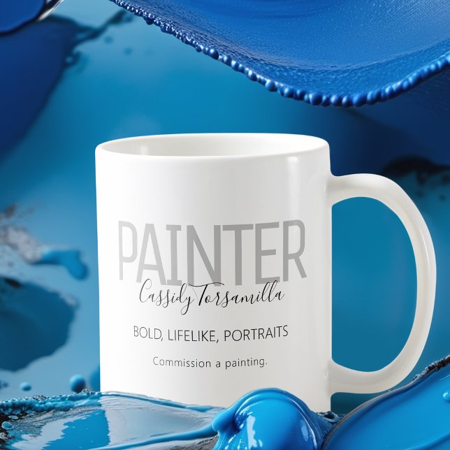 Name Black Grey Painter Coffee Mug (Get this mug for yourself and as a way to promote your artwork. )