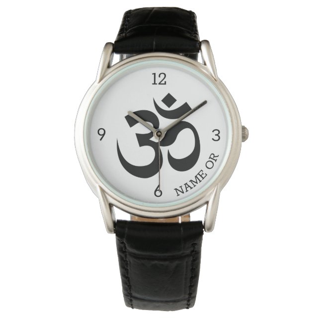 Name, Black Om Symbol Classic Masculine Watch (Front)