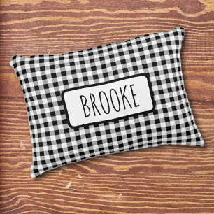 Name, Black & White Buffalo Check 16x12 Accent Pillow
