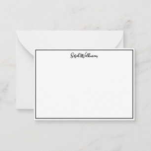 Name & Blank Black and white Minimalist Card