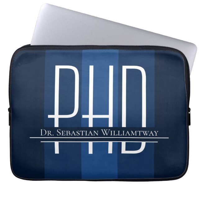 Name Blue Graduation PhD Laptop Sleeve (Front)