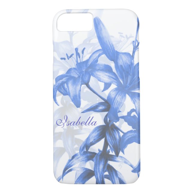 Name blue oriental lily floral iphone case (Back)