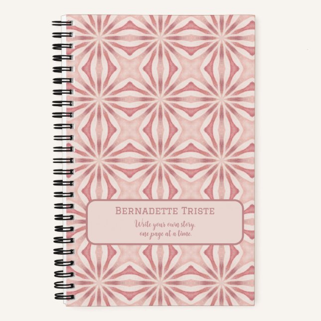 Name Blush Pink Abstract Floral Chic Pretty Girly  Notebook (Front)