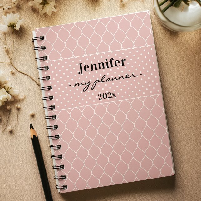 Name, Blush Pink Trellis & Polka Dot Spiral (Créateur téléchargé)