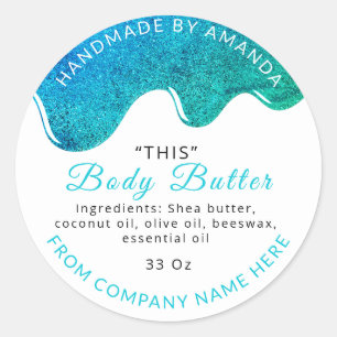Name Body Butter Drips Scrub Ocean White p Classic Round Sticker
