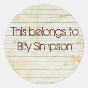 Name book plates classic round sticker