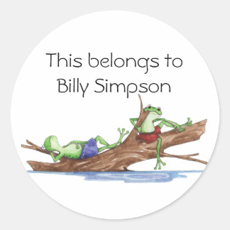 Name book plates classic round sticker