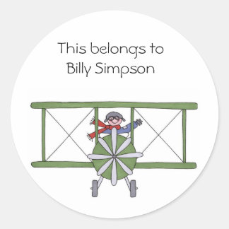 Name book plates classic round sticker