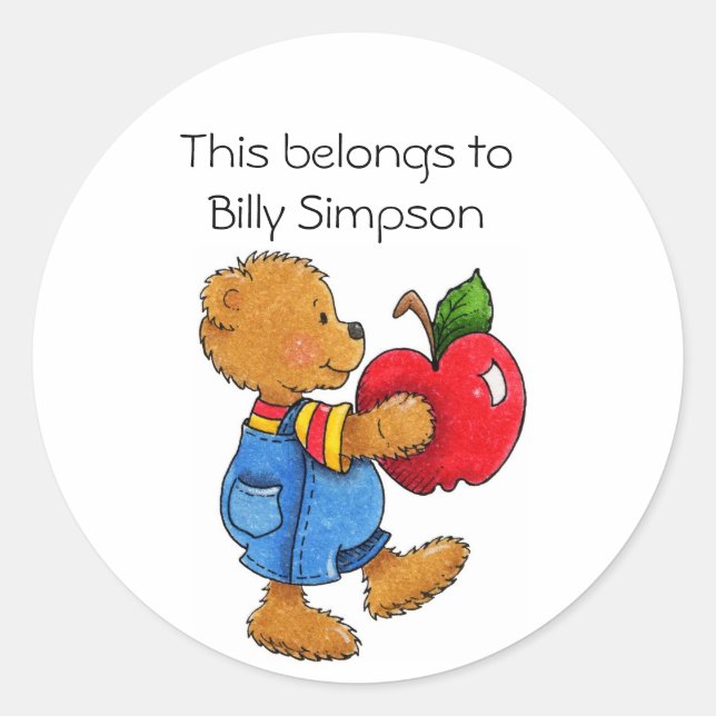 Name book plates classic round sticker (Front)