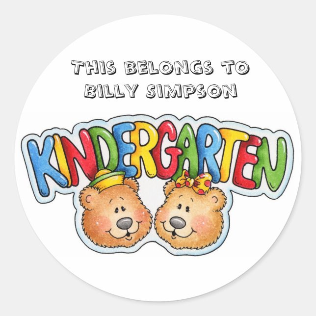 Name book plates classic round sticker (Front)