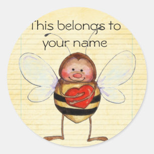 Name book plates classic round sticker