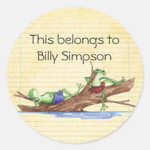 Name book plates classic round sticker