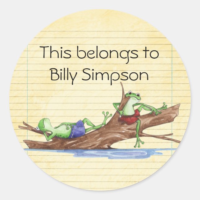 Name book plates classic round sticker (Front)