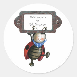 Name book plates classic round sticker