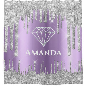 Name Bridal Glitter Drips Gray Violet Diamond