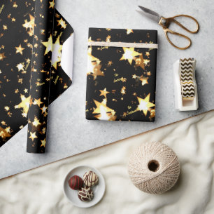 Name, Bright Stars New Years 30-in by 6ft Holiday Wrapping Paper