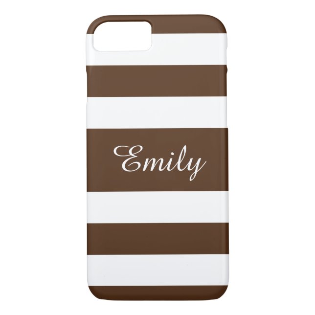 Name Brown And White Stripe Pattern Case-Mate iPhone Case (Back)