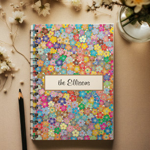 Name Budget Buy Colourful Flowers Pattern Spira Notebook