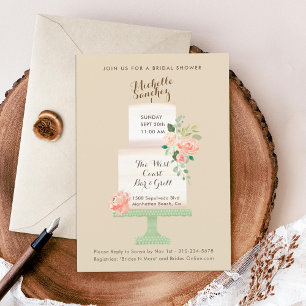 Name Cake Topper Watercolor Floral Bridal Shower Invitation