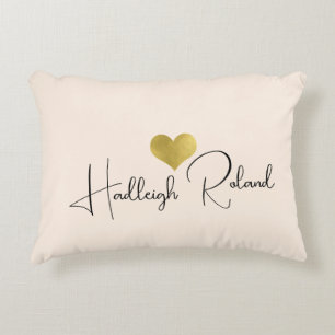 Name Calligraphy Monogram Heart Accent Pillow