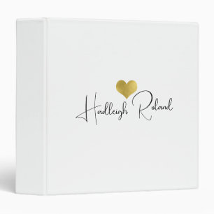 Name Calligraphy Monogram Heart Binder