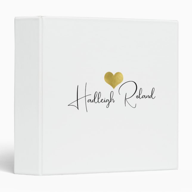 Name Calligraphy Monogram Heart Binder (Front/Spine)