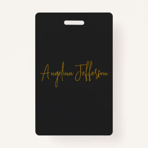 Name Calligraphy Professional Elegant Gold Color Badge