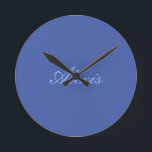 Name Calligraphy Script Plain Simple Blue Round Clock<br><div class="desc">This product was very good and I love how easy it is for customize design. The design was very simple so I'm very pleased when I create.</div>