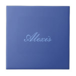 Name Calligraphy Script Plain Simple Blue Tile<br><div class="desc">This product was very good and I love how easy it is for customize design. The design was very simple so I'm very pleased when I create.</div>