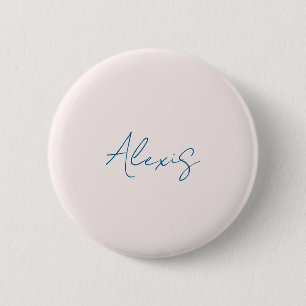 Name Calligraphy Script Plain Simple Pastel Colour 2 Inch Round Button