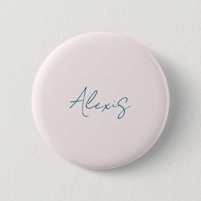 Name Calligraphy Script Plain Simple Pastel Colour 2 Inch Round Button (Front)