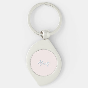 Name Calligraphy Script Plain Simple Pastel Colour Keychain