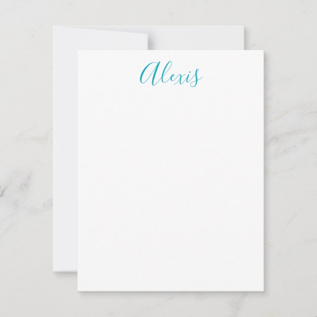 Name Calligraphy Script Plain Simple White Blue Card (Front)